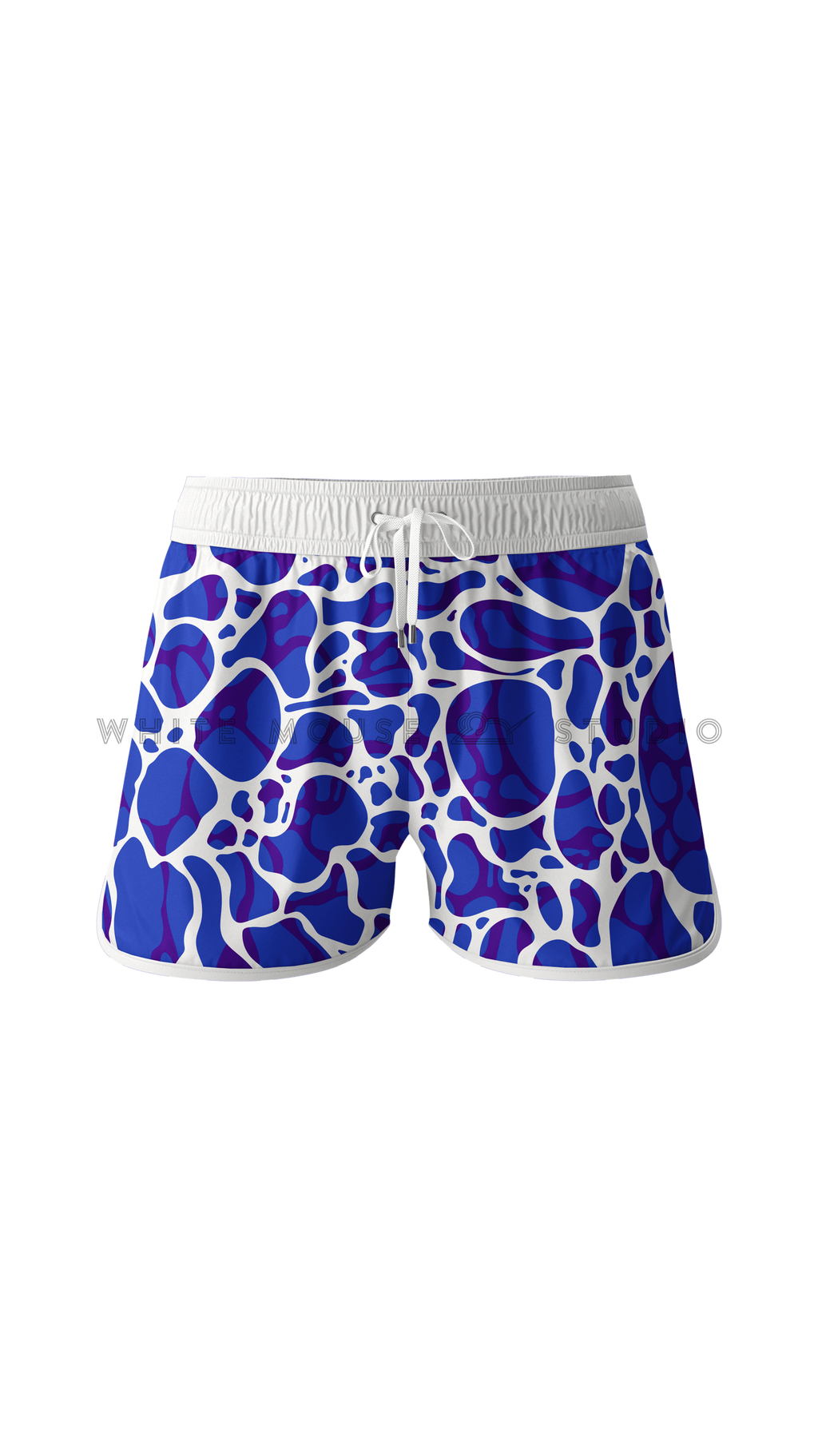 Men's dark blue boardshorts with ripple water pattern