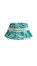 Green ripple-pattern fisherman's bucket hat with white trim