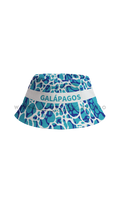 Ocean blue ripple-pattern fisherman's bucket hat with white trim