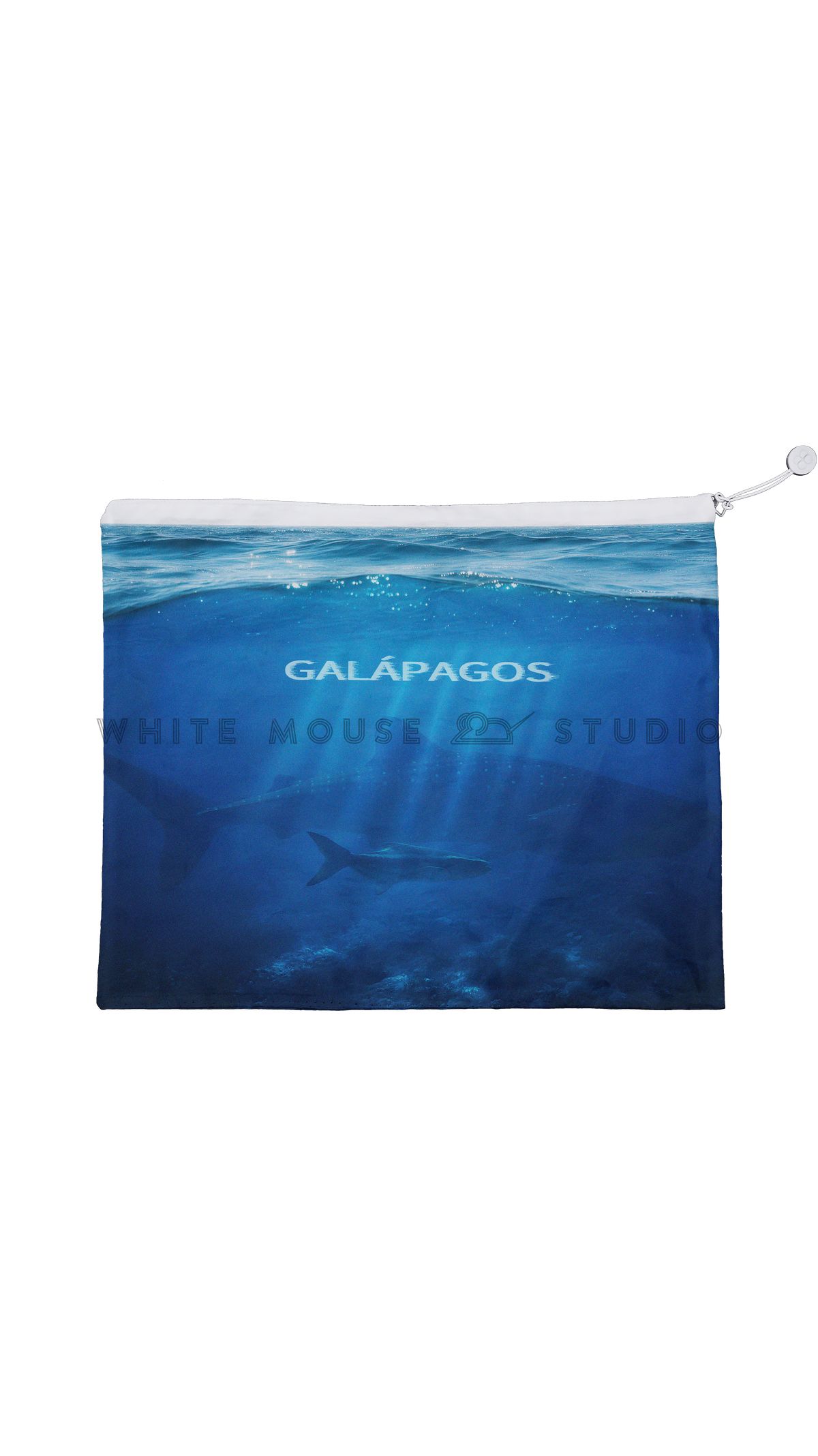 Blue water-resistant bag with Underwater World ocean print