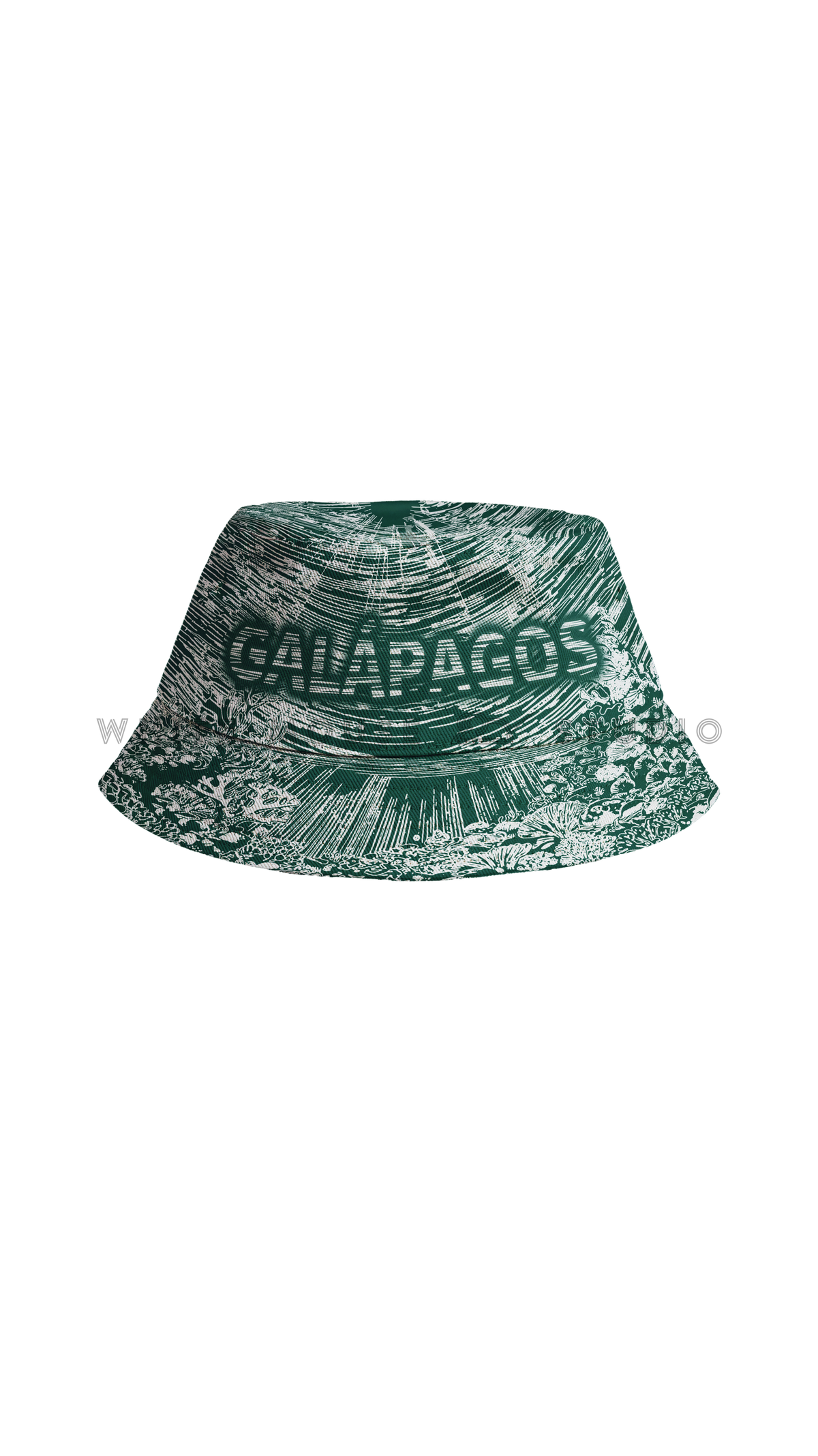 Green fisherman's bucket hat with Underwater World ocean print
