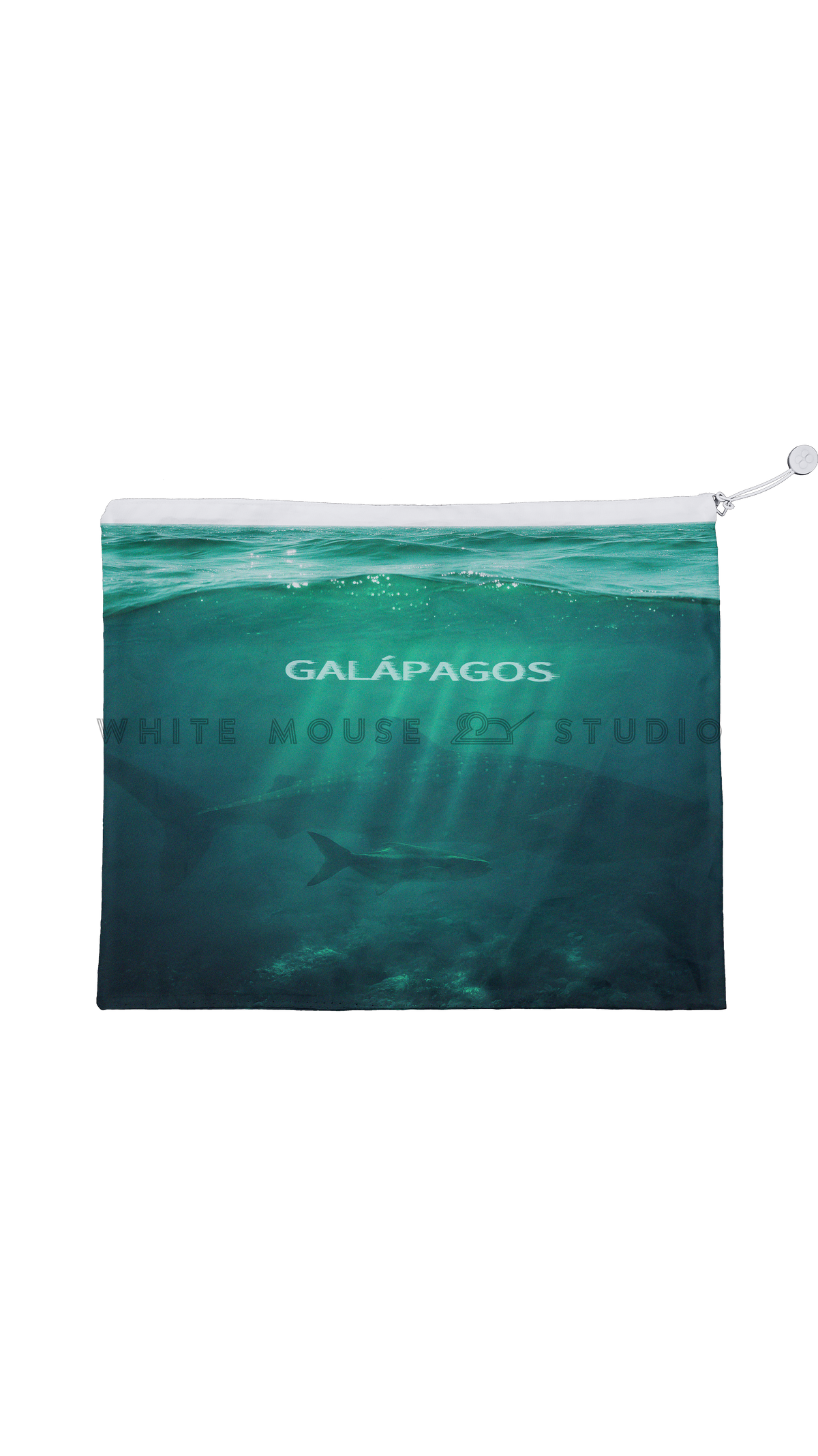 Green water-resistant bag with Underwater World ocean print