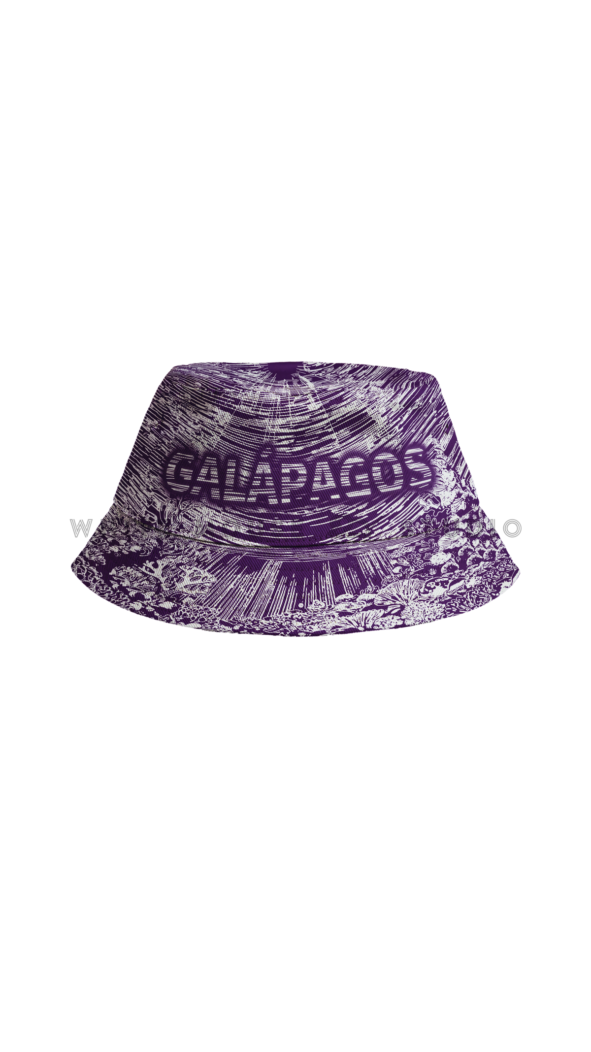 Purple fisherman's bucket hat with Underwater World ocean print