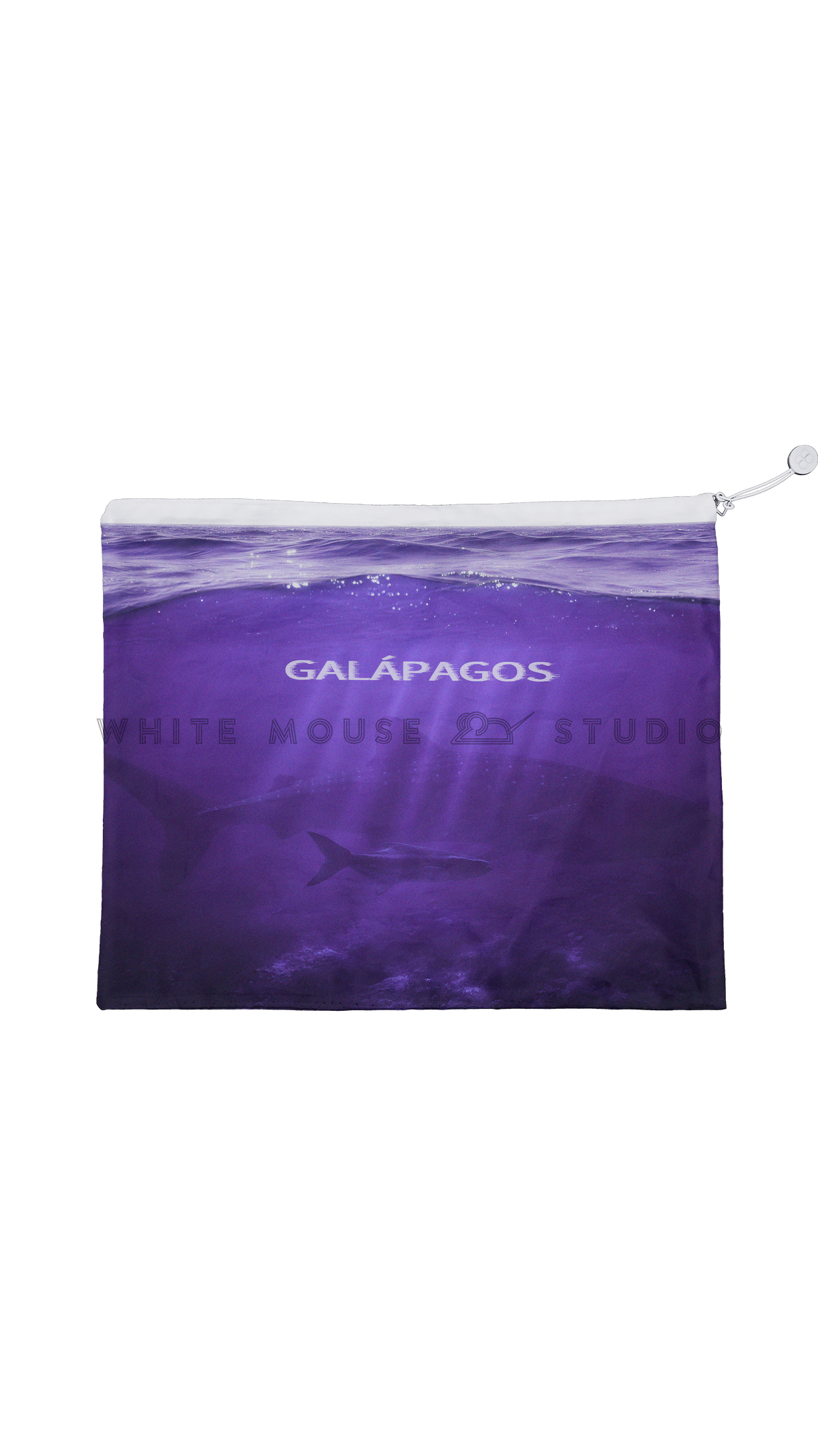 Purple water-resistant bag with Underwater World ocean print