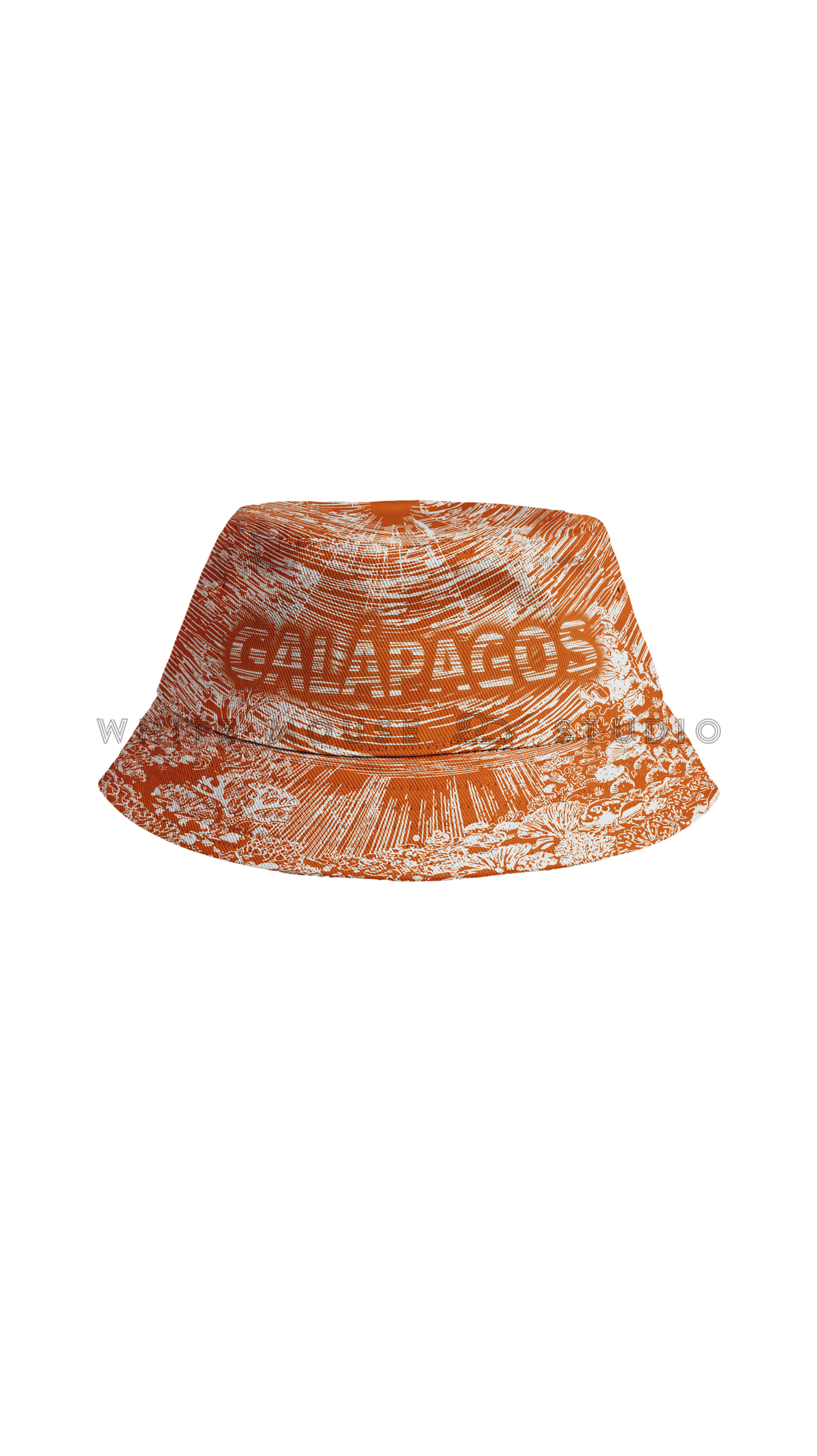 Yellow fisherman's bucket hat with Underwater World ocean print